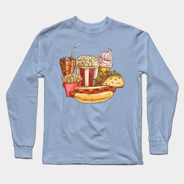 Junk food Long Sleeve T-Shirt by Mako Design 